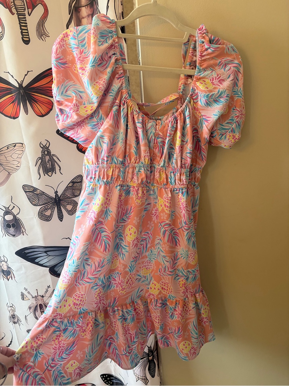 Simply Southern Pink Peach Tropical Print Dress